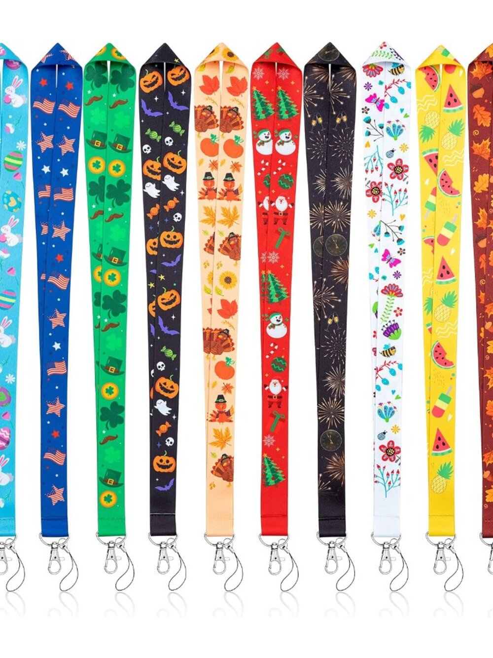 12Pcs Seasonal Holiday Lanyards for ID Badges, Teacher Lanyard with Swivel Hook,